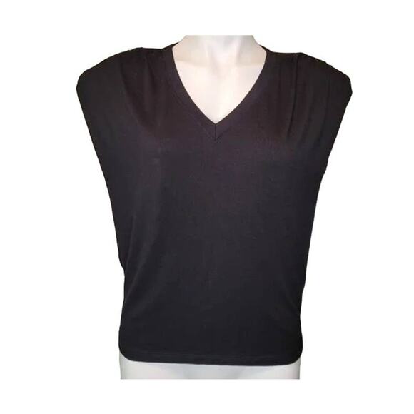 Treasure & Bond V-Neck Shoulder Pad Cap Sleeve Top Sz XS/Extra Small Black NWT - Picture 3 of 7